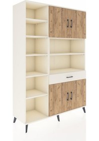 Resim Hyperion Dolap 10 Raflı Tek Çekmeceli 4 Kapaklı 132x44x195 Aytaşı-çam/aytaşı Atlas Çam/aytası 