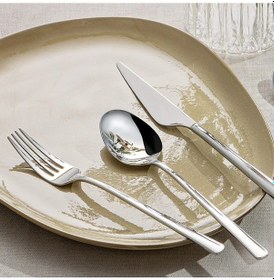 Resim Emsan Ladin 84 Parça 12 Kişilik Çatal Kaşık Bıçak Takımı Gümüş 
