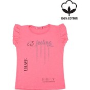 Resim I Have Baskılı Fırfır Kollu Taşlı Kız Bebek Tshirt Pembe 001 