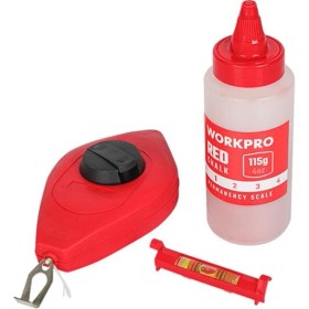 Resim Workpro WP329019 Çizim İpi Seti 115 Gr Kırmızı Çizim İpi Boyası + Mini Su Terazisi + 30 m Çizim İpi 