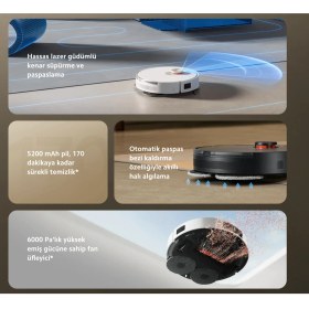 Resim Xiaomi Premium Robot Süpürge - 6000 Pa Emiş Gücü, Akıllı Navigasyon Ve Otomatik Çöp Boşaltma Ile Derin Temizlik - Kendini Temizleme - Onerous Lambader Hediye 