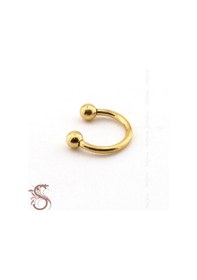 Resim Sarı Altın Rengi Çelik Nal Vücut Kaş Top Uçlu Piercing P456B 