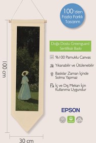Resim Duvar Halısı Pinterest Oda Dekoru, Monet Sanat Serisi, 100cm Kanvas Flama Askılı Duvar Örtüsü NO:633 - Renkli - 11 / 30 x 100 