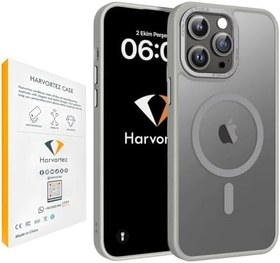 Resim HARVORTEZ iPhone 15 Kılıf 6.1" MagSafe ile Uyumlu, Yarı Saydam Mat Cep Telefon Kılıfı, Sararmaz, Yükseltilmiş Metal Lens Çerçeve, Metal Tuşlar, Profesyonel Koruma Phone Case - Gri 