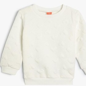 Resim Kız Bebek Basic Dokulu Sweatshirt Bisiklet Yaka Uzun Kollu 