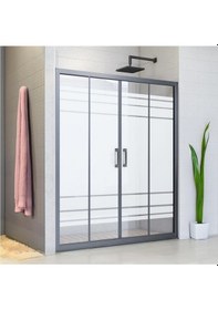 Resim Durul Duşakabin Ön Cephe Siyah Profil Desenli Cam 5mm H:190 Siyah 