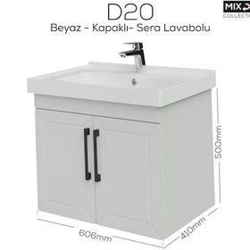 Resim Creavit D20 65 Cm Kapaklı Lavabo Dolabı Beyaz Lake Beyaz 