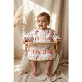 Resim Babydonat Nova Boho Unicorn Desenli Sıvı Geçirmez Uzun Kollu Mama Önlüğü - Blw ve Faaliyet Önlüğü Kırıntı Cepli 6-24 Ay 