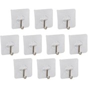 Resim Kendinden Yapışkanlı Şeffaf Askı Metal Kancalı Askılık 10 Adet 