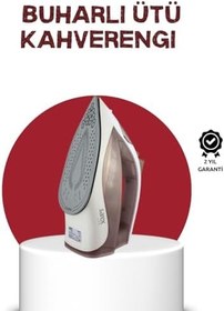 Resim Seramik Tabanlı Buharlı Ütü 2200W Dikey Ütüleme 300ml Kahverengi 