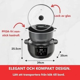 Resim Esmo Home Instant Pot Üstün Yavaş Pişirici/yavaş Pişirici, 7,1l Çoklu Pişirici / 4 Pişirme Fonksiyonu (Yavaş Pişirme, Kızartma, Buharda Pişirme ve Sıcak Tutma Fonksiyonu) Bulaşık Makinesinde Yıkanabilir - 800W 