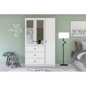 Resim Metalia Gm 310 Ece Lüx 3 Kapı 3 Çekmeceli Aynalı Düğme Kulplu Gardırop 