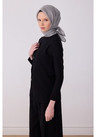 Resim Belli Monogram Desen Saf İpek Twill Eşarp - 2026 İlkbahar-yaz T 4321 Gümüş 