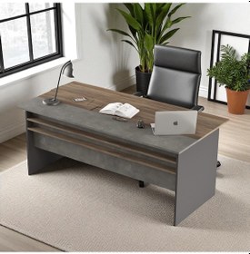 Resim Robin Home Ofis Çalışma Masası 180 90cm Gri-kahve Kahverengi 