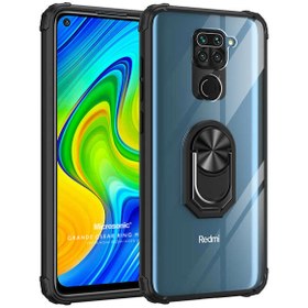 Resim Microsonic Xiaomi Redmi Note 9 Kılıf Grande Clear Ring Holder Siyah 
