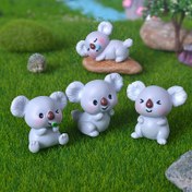 Resim Şirin Minyatür Koala Figürleri - Tatlı Reçine Karikatür Koala Dekoru ile Mint Yeşili Foliye ve Sukulent Bitki Aksesuarları, İç/Dış Mekan Mikro Peyzaj Ayarları için Mükemmel, Koala Dekoru 