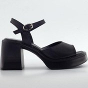 Resim Siyah Deri Kadın Platform Topuklu Ayakkabı Siyah 