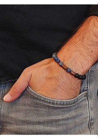 Resim Lapis & Oniks Taşı 8mm Unisex Tasarım Bileklik Hawaii Model 9420 Çok Renkli 