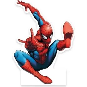 Resim Ayaklı Pano Spider 33x24 Cm Uçan Örümcek Adam Doğum Günü Masa Dekoru Çocuk Odası Süsü +3 