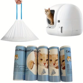 Resim Petkit Pura Max veya Max2 Kendi Kendini Temizleyen Kedi Tuvaleti İç Torbası için 5 Rulo Çöp Poşeti / Her Ruloda 15 Adet Yüksek Miktar / Kalın 