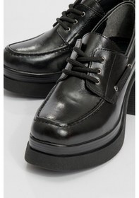 Resim Luvishoes Luvi Shoes Dudley Siyah Cilt Bağcıklı Kadın Platform Topuklu Ayakkabı Siyah-2 