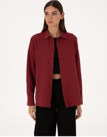 Resim Pierre Cardin Kadın Bordo Gömlek Desenli 50318232-vr014 Bordo 