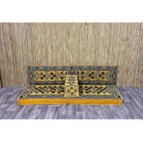 Resim Coton Şark Köşesi Minderi Şili Desenli Sedir Takımı Sarı 