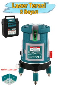 Resim Total TLL305205 Lazer Terazi 5 Çizgi Yeşil Işın Otomatik Hizalama Profesyonel İnşaat 360 Ölçüm Aleti 