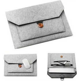 Resim Wangxi 15 İnç Gri Dizüstü Bilgisayar Kılıfı Çok Cepli Hafif Tablet Sleeve Diğer 