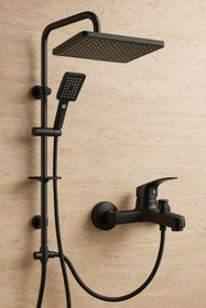 Resim Viosa Siyah Tepe Yağmurlama Robot Duş Seti Banyo Duş Bataryası 2'Li Set 5 Yıl Garantili 