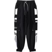 Resim Ceticaldi Erkek Hip Hop Kargo Bantları Jogger Pantolonları (Yurt Dışından) 