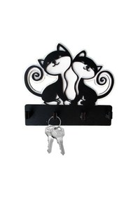 Resim Sevimli Kediler Lazer Kesim Duvar Anahtarlık Anahtar Askısı 