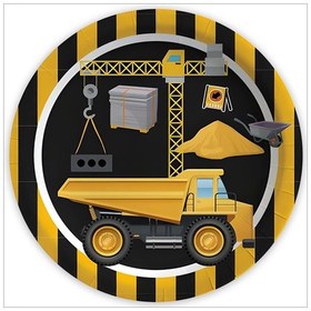 Resim İnşaat Partisi Karton Tabak - 23cm x 8 Adet 