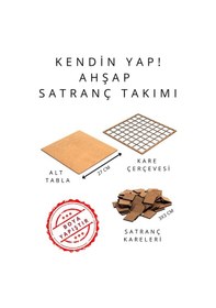 Resim Sf01 Kendin Yap Ahşap Satranç Takımı Dıy Ahşap Satranç 27x27 Cm Boya Ve Yapıştırıcı Hediyeli 