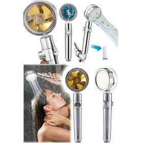 Resim Su Tasarruflu 360 Derece Dönebilen Turbo Pervaneli Yüksek Basınçlı Metalik Tazyikli Duş Başlığı 