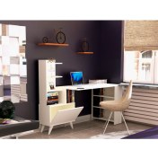 Resim Tdesigno Ibizia Kitaplıklı Çalışma Masası 155 cm Beyaz 