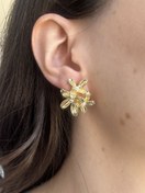 Resim Çiçek Tasarım Küpe 