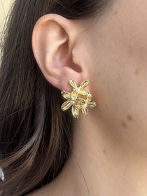 Resim Çiçek Tasarım Küpe 