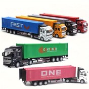 Resim 1:48 Ölçekli Döküm Konteyner Kamyon Modeli - Gerçekçi Mavi, Sarı, Kırmızı, Yeşil & Siyah Tasarımlar, Alaşımlı Baş & Plastik Gövde, Erkek ve Kız Çocuklar İçin Mükemmel Hediye, Dekorasyon veya Oyun Zamanı Eğlencesi 