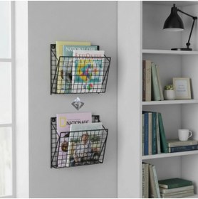 Resim GO DEKOR Metat YENİ İskandinav raf İKİLİ Kitaplık/Dergilik/Gazetelik 30x30 