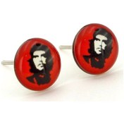 Resim Che Guevara Kırmızı Siyah Unisex Çelik Küpe E780 