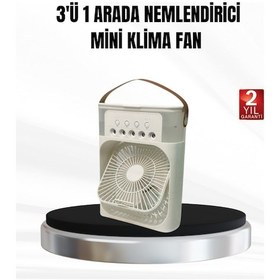 Resim 3 Ü 1 Arada Mini Klima Fan Usb Şarjlı, 7 Renk Gece Lambalı Ve Nemlendirici 