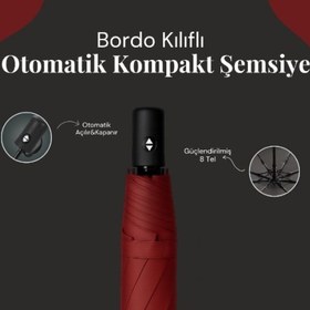 Resim Bordo Kılıflı Otomatik Kompakt Şemsiye 