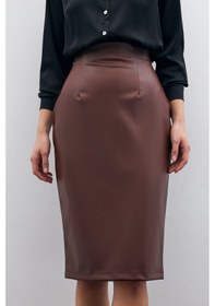 Resim Sateen Deri Kalem Etek - Kahve-135594 Kahve 