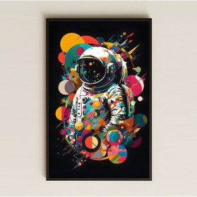 Resim Pop Art Astronot Temalı Pleksi Tablo - Renkli Kozmik Geometri 