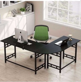 Resim Zizuva Zizuva Tasarım L Oval Köşe Ofis Sekreter Çalışma Masası 