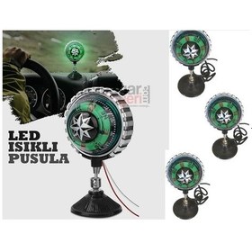 Resim Led Işıklı Pusula - Led Yeşil Işıklı Vantuzlu - 12v 5'li 