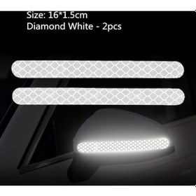 Resim Beyaz 2 Adet Araba Çıkartmaları Ayna Yansıtıcı Şerit Çarpışma Önleyici Uyarı Çıkartmaları Dış Refleks Bant Yansıtıcı Şerit 