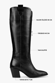 Resim Shoeberry Kadın Rebel Siyah Cilt Kovboy Çizme 