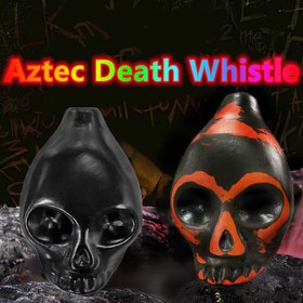 Resim QILIJING Aztek Ölüm Üfleği - Lacquer Kaplama ile Antika Tarzı Seramik Rüzgar Aracı, Siyah ve Turuncu Tasarım, Taşıma Çantası Dahil, Müzikal Hediye | Kültürel Artefakt | Pürüzsüz Kaplama 